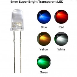 5mm Şeffaf Led Kırmızı Sarı Mavi Yeşil Farklı Renklerde