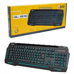 Hello HL4616 4 Makro Tuşlu 3 Renk Işıklı Gaming Oyuncu Klavye Kablolu