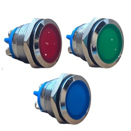 d19s Metal 12volt 24volt 19mm Sinyal Lambası 3 Farklı Renk Kırmızı Yeşil Mavi