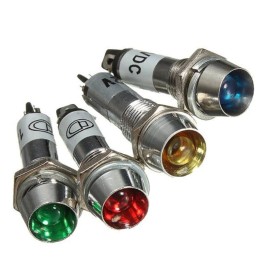 Sinyal Lambası 8mm Metal 12v Kırmızı Yeşil Sarı Mavi Seçmeli Metal Yuvalı Led