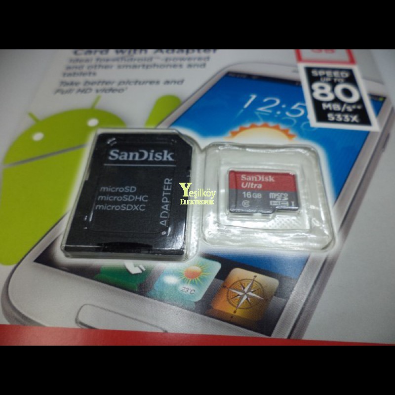 Sandisk 16gb Sd Kart Adaptörlü Sandisk 16gb Sd Kart Adaptörlü