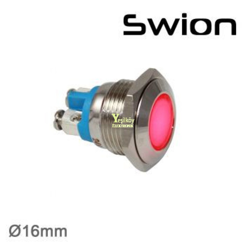 Swion Metal 12volt 16mm Sinyal Lambası ip67 Turuncu