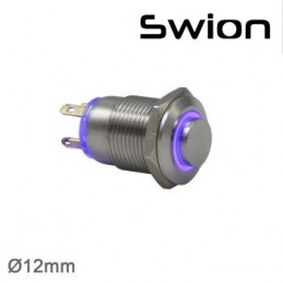 Swion Metal 12volt 12 mm Halka Ledli Buton 4p ip65 Mavi