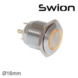 Swion Metal 12volt 16mm Halka Ledli Buton ip65 Kırmızı