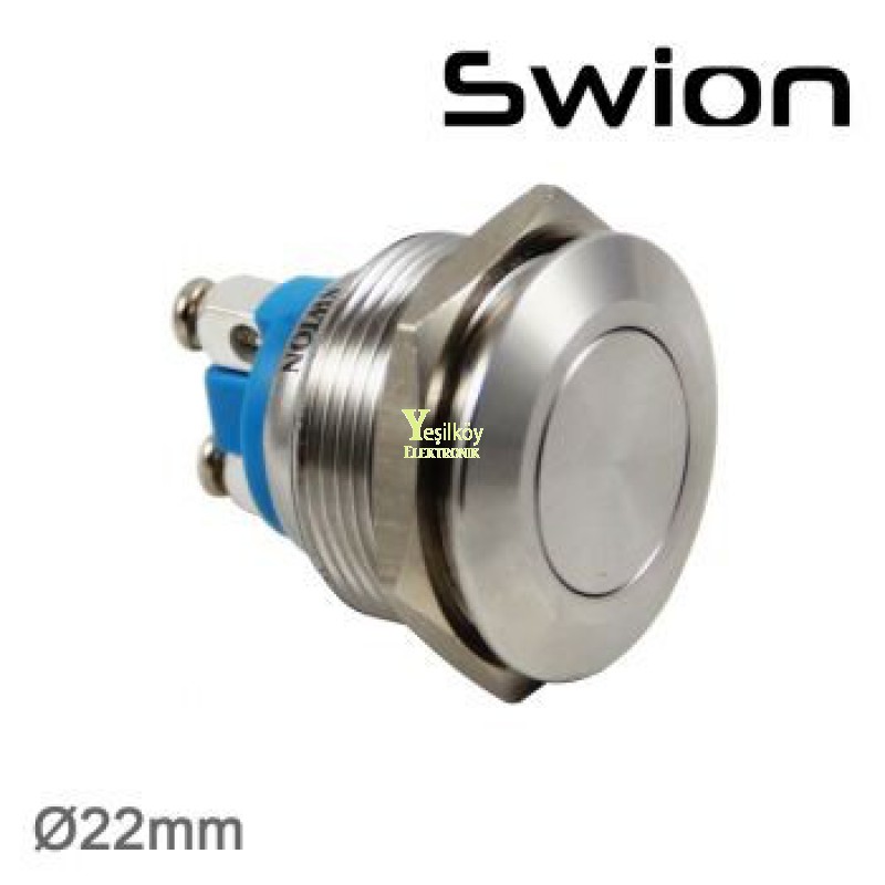 Swion Metal 22mm Işıksız Metal Buton Yaylı ip65 Ledsiz