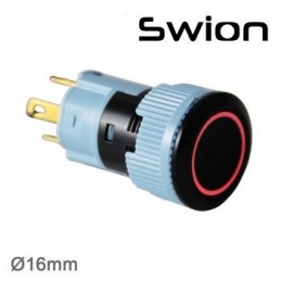 Swion Metal 12volt 16mm Halka Ledli Buton ip67 Kırmızı