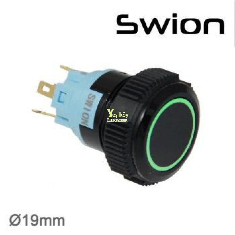 Swion Metal 12volt 19mm Halka Ledli Buton ip67 Kırmızı