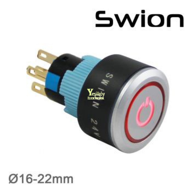 220v 22mm Yaylı Buton 1no-1nc Yeşil