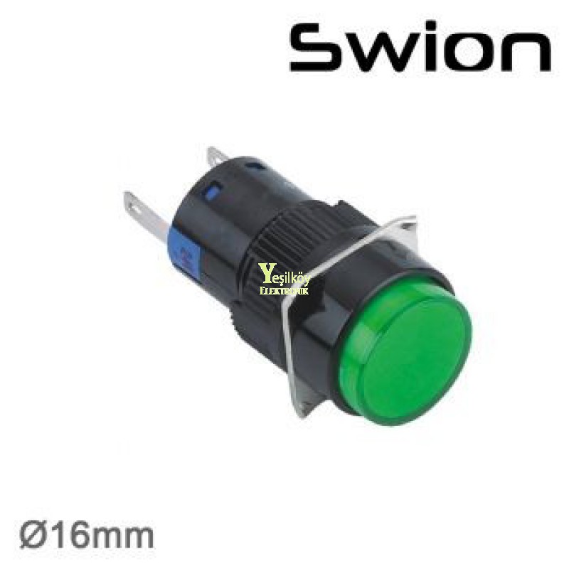 220v 16mm Ledli Sinyal Yeşil