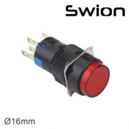 220v 16mm Yaylı Buton 1no-1nc Yuvarlak Kırmızı