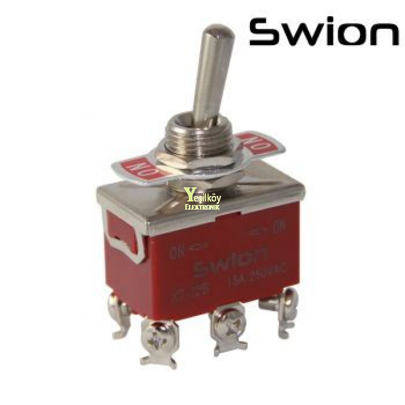 Toggle Switch Büyük Boy On-Off 6p Vidalı Swıon 15a