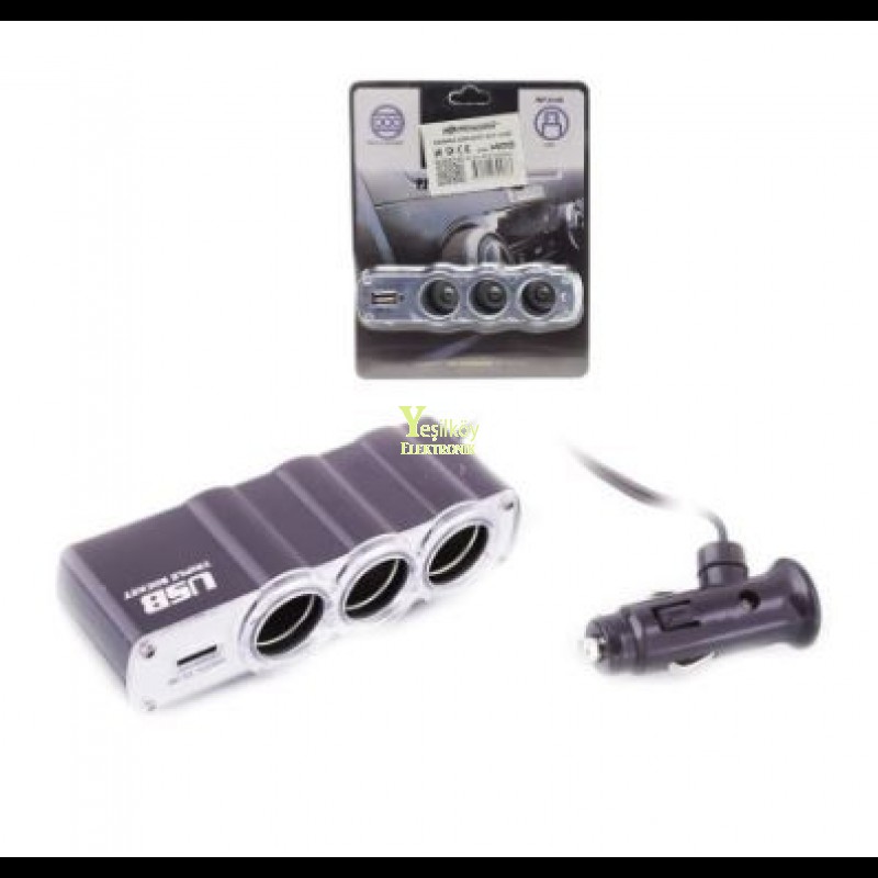 Powermaster 3lü Usbli Çakmak Çoklayıcı 14019 Powermaster 3lü Usbli Çakmak Çoklayıcı 14019